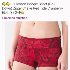 Lululemon Red Snake Print Boogie Shorts